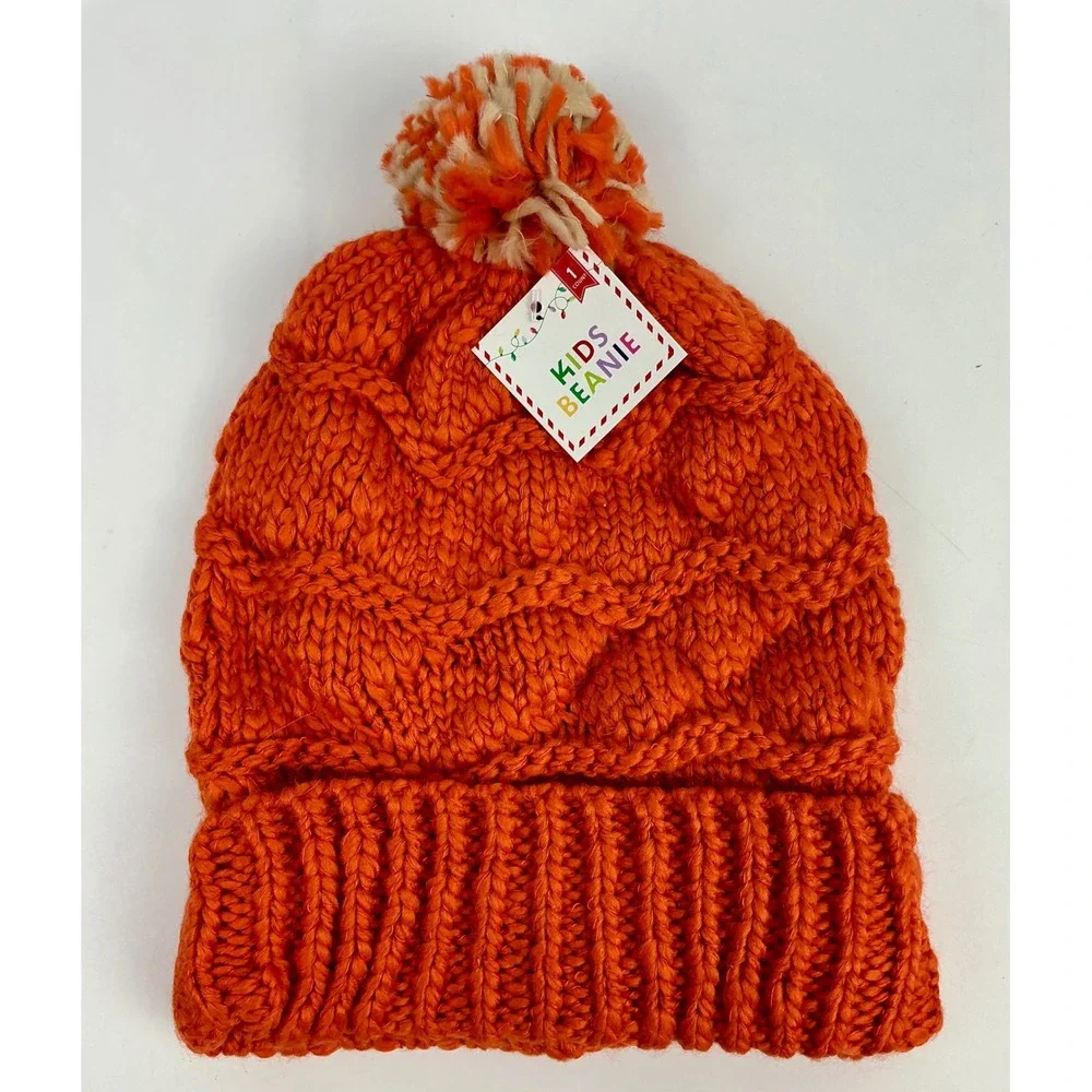 Pack of‎ 4 Kids Beanie Pom Winter Striped Hat Acrylic Colorful Warm Cute NEW